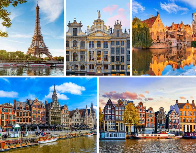 Circuito completo: París, Bruselas, Gante, Brujas y Ámsterdam ¡vuelos incluidos!