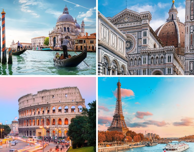 ¡Tu viaje Europeo! Venecia, Florencia, Roma y París con vuelos incluidos
