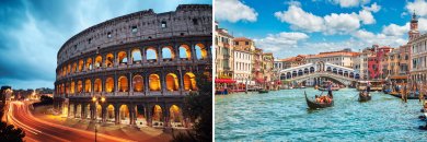 Góndolas, Coliseo y encanto italiano: Venecia y Roma con vuelos incluidos